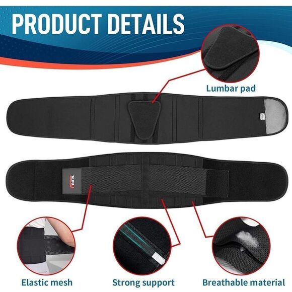NWT Adjustable Back Brace Support Belt Lumbar Support Back Black Large / XL - Picture 5 of 11
